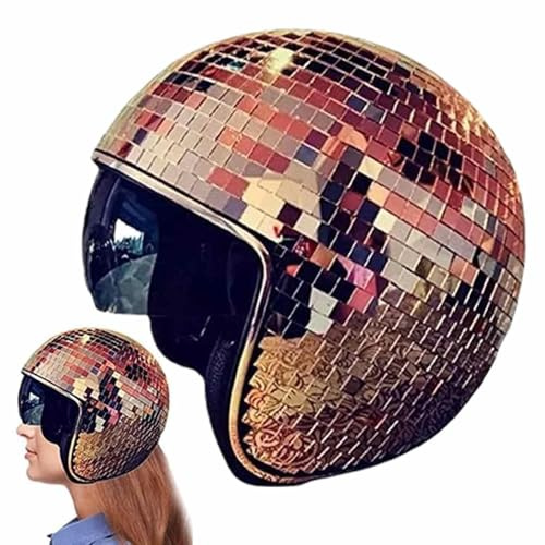 Discokugel Hüte, Discoballs Helm Mit Einziehbarem Visier, Glitzer Spiegel Glas Discokugel Hut Helm Für Damen Und Herren, DJ Club Stage Bar Party Dance