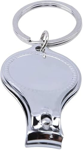 Coupe-ongles argenté multifonction - Coupe-ongles - Décapsuleur 3 en 1 - Coupe-ongles - Décapsuleur - Porte-clés - Outils de manucure pour femme - Rond et créatif