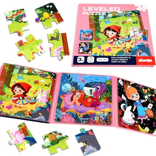 NEBURORA 75 Pieces Magnetic Puzzles for 2-5 Year Olds,Travel Games Travel Toys for Toddlers on Plane Car Ride, Jigsaw Games Plane Activities For Kids,Kids Birthday Gifts
