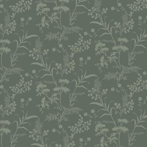 Fiula Selbstklebende Tapete Klebefolie Möbel 41CMx10M Möbelfolie Selbstklebend Grün Blätter Wasserdicht Vinyl Wrap Abnehmbar Wandverkleidung Schlafzimmer Wohnzimmer Wand Olivgrün Wallpaper
