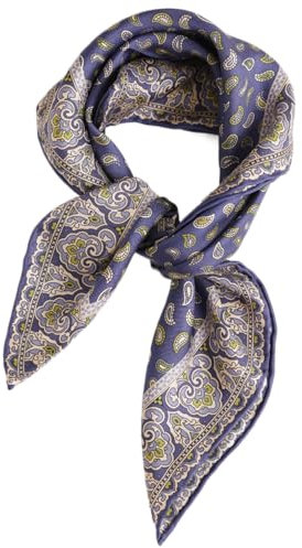 Prettystern handrolliertes Seiden-Halstuch Damen Herren reine Seide Bandana Stirntuch Sommer Frühling Seiden-Tuch 26 Blau Paisley