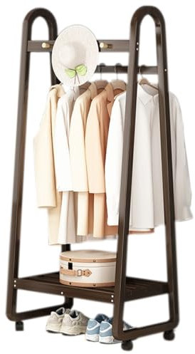 Porte-manteau sur pied avec miroir, porte-vêtements en bambou sur roulettes avec étagères de rangement, porte-vêtements sur pied pour entrée et chambre, porte-manteau Orga pour couloir et ve