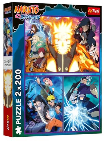Trefl - 2-in-1-Puzzle: Naruto Shippuden, Ninja aus dem Versteckten Dorf - 2 x 200 Teile - Set mit Zwei Puzzles für Jugendliche