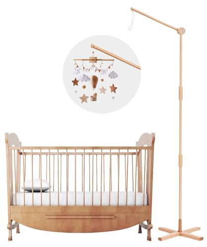 Support Mobile Bebe, pour Lit Bébé Et Table à Langer, Bras en Bois pour Suspension Mobile Lit Bébé, Support Stable pour Berceau, Deco Chambre Bebe, Idéal pour Boîte à Musique et Carillons, 160cm