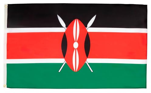 AZ FLAG - Set di 5 bandiere Kenya – 90 x 60 cm – Bandiera keniota 100% poliestere con occhielli metallici incorporati