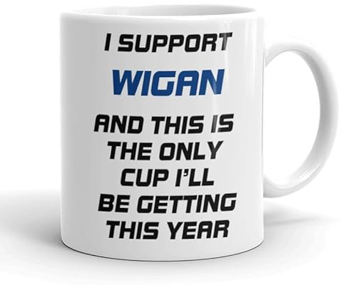 VIROSA Funny Football Mug – “This is The Only Cup I’ll Be Getting This Year” – Funny Gift for Wigan Fans, Dad, Brother or Friend – 11oz Ceramic Coffee Cup – Birthday, Xmas, Father’s Day
