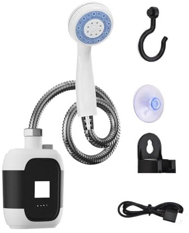 Ducha De Agua Al Aire Libre - Ducha De Campamento Al Aire Libre Portátil | Ducha De Campamento Con Bomba Portátil | Ducha De Senderismo Recargable Con Luz LED | Equipo Portátil De Batería De 2200 MAh
