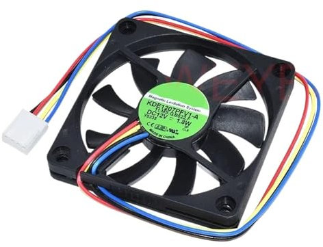 Ventilador axial de 7 cm KDE1207PFV1-A, 12 V, 1,8 W, 70 x 70 x 10 mm, 4 pines.
