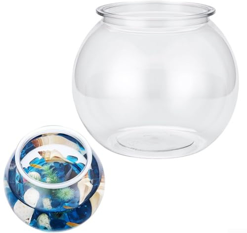 Fischglas-Aquarium, 1 ultraklares, rundes Tischtank, stoßfestes Design für Wohnzimmer und Schlafzimmer, kompakte Stellfläche mit breiter Sicht (extra groß)