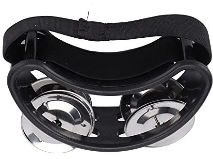 Eminchu Set di Tamburi a Percussione Foot Shaker Jingle Bell in Metallo Suono di Alta qualità per Cinturino in Nylon di Accompagnamento (BLACK)