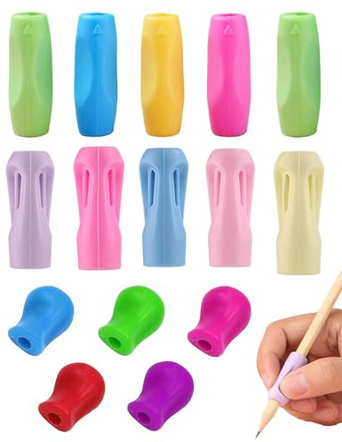 TOZBLEU 15 pcs Adaptador Lapiz, Agarres para Lápices, Agarres de Lápices de Silicona, Herramienta de Escritura de Lápiz para Zurdos y Diestros, Colorido para Niños, 3 estilos