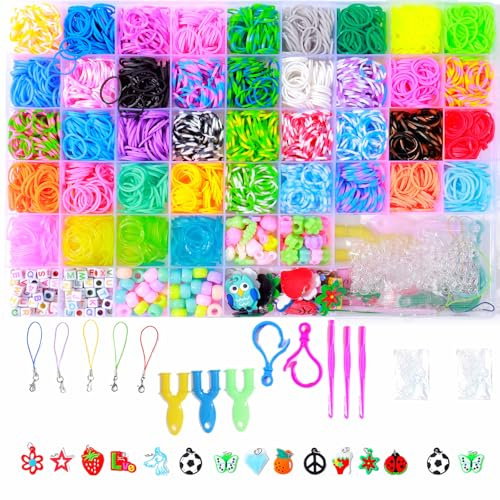 JcoGel 4000+ Loom Bänder Set, 40 colors Bunte Gummibänder Loops für Armbänder, mit Zubehör und Accessoires