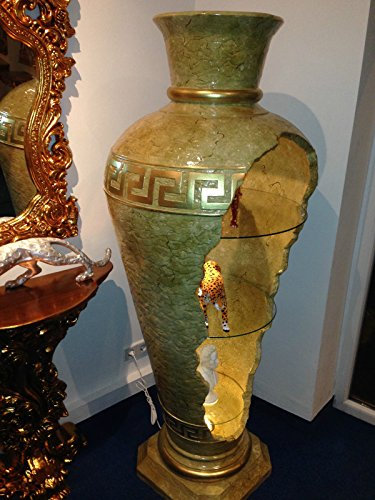 Vitrine Amphore Vase Vasen mit Licht Regal Glasregal Bodenvase 6851 Marmor