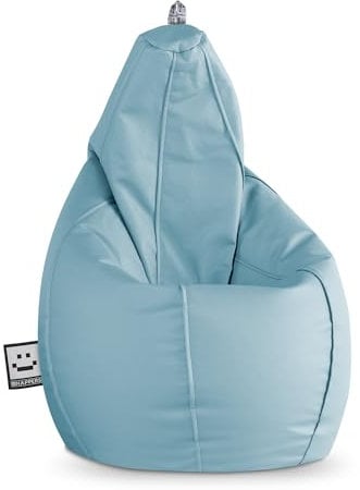 HAPPERS Puff Salón Pera Polipiel Interior Azul Cielo XL