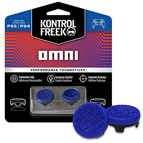 KontrolFreek Omni für PlayStation 4 (PS4) und PlayStation 5 (PS5) | Performance Thumbsticks | 2 x Kurz Konkav | Blau