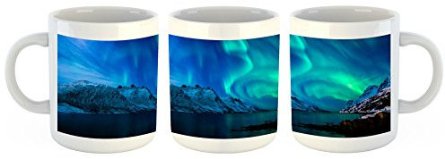 Unified Distribution Nordlicht Aurora Borealis - Tasse mit Motiv Bedruckt, 300ml C-Henkel. Tolles Geschenk für Büro, Küche, Geburtstag, Ihre Neue Lieblingstasse zum Frühstück