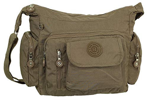 Ledershop24 Geschenkset - Leichte Damen & Herren Umhängetasche Schultertasche Sporttasche Stofftasche Farbe Braun