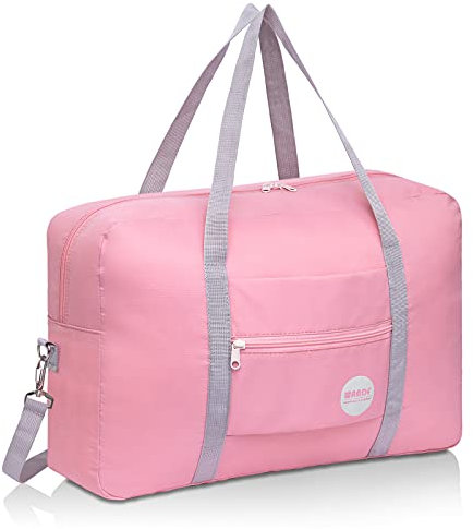 Handgepäck Tasche für Flugzeug Reisetasche Klein Faltbare Handgepäck Koffer 55x40x20cm / 45x36x20cm Sporttasche Krankenhaustasche Weekendertasche von WANDF (B - Rosa mit Schultergurt)