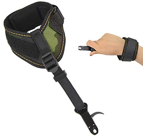 ZSHJG Compoundbogen Release mit Verstellbar Handschlaufe Bogen Release Sehnenauslöser mit Handgelenkschlaufe für Bogenschießen Bremssattel Griff Release Trigger Zubehör