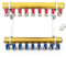 Messing Heizkreisverteiler 9 Heizkreise Set mit 18 x PEX Kugelhahn mit Klemmring 16mm x 1/2 AG & 2 x Entlüfter & 2 x Blindstopfen 1 Zoll | Systemverteiler Zentralheizung 2-12 Fach Verteiler Heizung