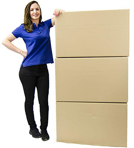 3 Extra Wide Large Moving Box Cardboard Moving Storage House Removal Boxes Double Walled 762mm x457mm x457mm, 1 Roll of Bubble Wrap 500mm x 10m, Strong Packing Tape, FREE NEXT WORKING DAY DELIVERY