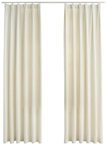 vidaXL 2X Vorhang Verdunkelung mit Haken Verdunkelungsvorhang Kräuselband Thermo Gardine Blickdicht Vorhänge Wohnzimmer Samt Creme 140x225cm