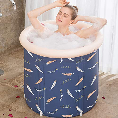 XQHD Baignoire Adulte Pliante, Portable Trempage Antidérapant pour Cabine De Douche, Maintien Efficace De La Température,Blue