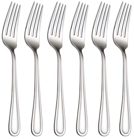 6-Piece Dessert Forks Set Table Forks Flatware Stainless Steel Mirror Polishing 7-Inch Silver