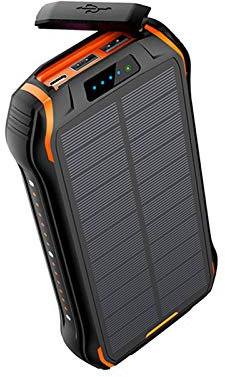 WFEI 26800Mah Solar Power Bank Fast Qi Wireless Charger Powerbank External Battery Outdoor Portable Poverbank Flashlight,Orange