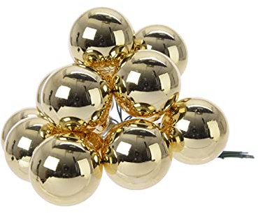 Christbaumkugeln Mini Light Gold 12 x glänzend - Glas Ø 2,5 cm
