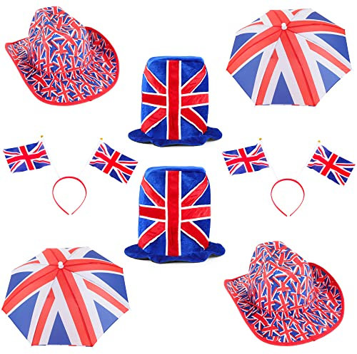 Toyland® Olympics 8 Piece Party Wear Bundle - 8 cappelli novità con design Union Jack - Costume britannico