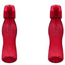 Steuber 2 Stück Klick Top Freizeit Trinkflaschen, 700ml rot