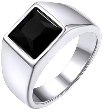 GoldChic Ringe für Herren Edelstahlring Siegelring mit schwarzem Stein Bandring 69mm Verlobungsring Zirkonia Ring Schmuck Accessoires