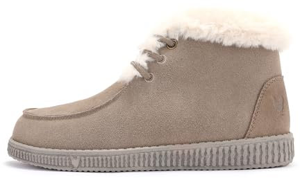 WALK IN PITAS | WP150 HI FUR | Bota para Mujer | Botines tipo Wallabi de Serraje | Botas de Vestir | Botines de Invierno | Botines Bajos Planos | Calzado de Walkinpitas | Beige 36