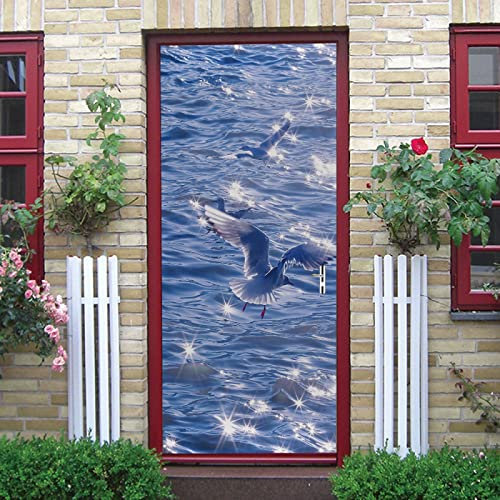 Tür tapeten 4d selbstklebend Meer & Möwen Türposter Türaufkleber Wasserdicht Abnehmbare Vinyl türfolie Fototapete diy Wandbild Wohnzimmer Schlafzimmer Kinderzimmer Badezimmer B85 x H205cm