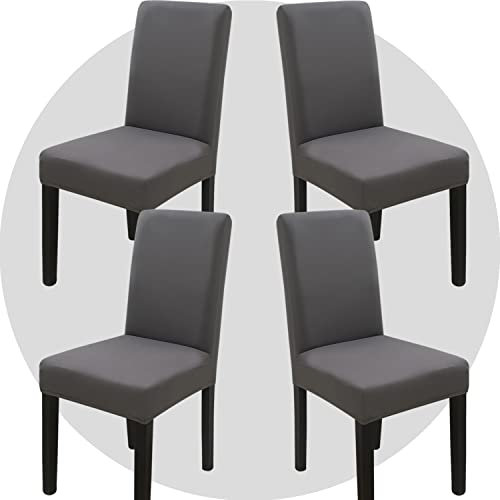 ZHILING Stuhlhussen Bezüge Set von 4 Super Fit Stretch abnehmbare waschbare Esszimmerstuhl Protector Cover Sitzbezug für Hotel, Esszimmer, Zeremonie, Bankett Hochzeitsfeier(Grau)