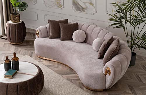 Luxus Sofa Big Couch Runde Couchen XXL Sofas Sitzmöbel Stoff 263cm Grau