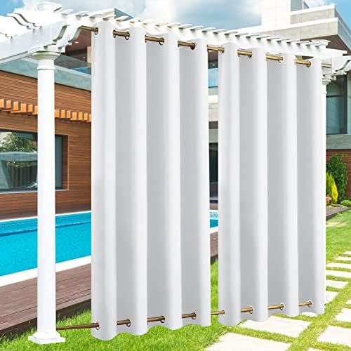 Outdoor Vorhang Wasserdicht 1 Stück, Outdoor Vorhang mit Ösen Oben und Unten, 24 Farben Outdoor Vorhang Wasserdicht Wetterfest Blickdicht für Veranda, Pergola, Laube, B120xH213CM