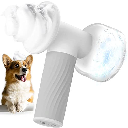 Automatic Foaming Soap Dispenser Dog Brush, 2 in 1 Pet Bubble Bath Brush, One-click Bubble Dog Bath Brush Scrubber for Pets Deeper Cleansing, Dog Shampoo Brush with Soap Dispenser Saves Shower Gel