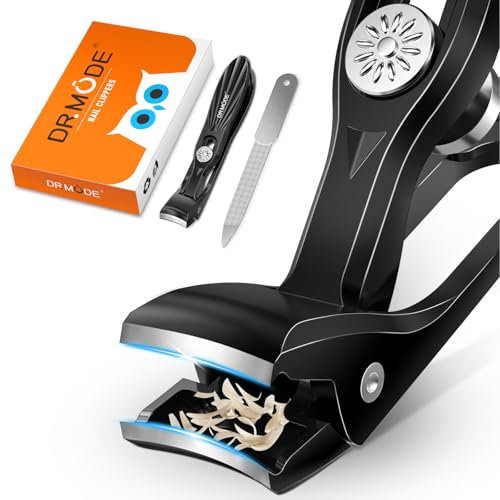 Coupe-ongles pour personnes âgées, ongles épais, coupe-ongles à tête inclinée avec large ouverture, grand coupe-ongles avec attrape-ongles pour hommes et femmes – Noir