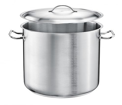 TOMGAST hoher Topf mit Deckel Durchmesser: 16 cm Höhe: 14 cm Fassungsvermögen: 2,8 l | Edelstahl 18/10 | Wandstärke von 1 mm bis 1,2 mm | Dreischichtiger Boden aus Aluminium und Stahl | Induktion
