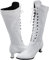PAIDAXING Stivali da donna in pelle Louis lunghezza al polpaccio stivali vittoriani steampunk gotico stivali al ginocchio vintage lacci punta punta tacco basso cono inverno autunno UK, bianco, 40 EU