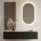 Planetmöbel Flur Möbel Garderobe 1x 140cm Gold Eiche/Anthrazit, Wandpaneel 50cm Gold Eiche/Anthrazit mit Spiegel 50cm (ohne LED), Wandgarderobe 32,5H x 140B x 37,8T cm