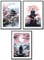 MJ-Graphics | Poster Set Japan Samurai Bushido Wohnzimmer & Schlafzimmer | 3x Din A3 300g Qualitätsdruck | Meditation Zen | Blau-Rosa Wanddeko ohne Rahmen