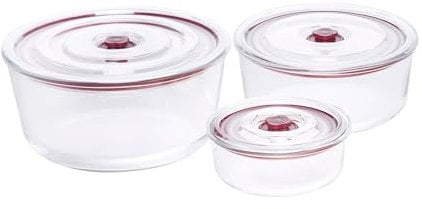 JATA HOGAR HREC4230 - Tupper Cristal Hermetico. 3 Recipientes Cristal para Alimentos. 6 unidades (3 Envases + 3 Tapas) Sin BPA. Apto para microondas, congelador. Para Sólidos y Líquidos.