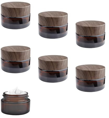 6 Pièces 20ml Petit Pot en Verre avec Couvercle, DEANKEJI Ambre Petit Pot en Verre, Réutilisable Contenant Cosmetique Vide, pour Conserver les Crèmes et Lotions