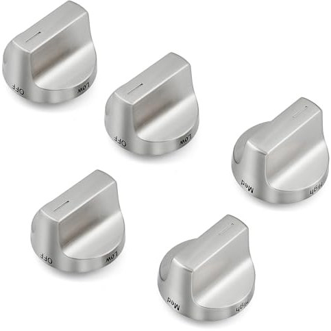 atgestore W11122880 Herdknöpfe, Ersatz für Whirlpool-Herdteile, WFG745H0FS1, WFG745H0FH1, Edelstahlknöpfe, Whirlpool-Gas-Serie, Teile W10862482, Brennersteuerungsknöpfe, Herdplatte, 5 Stück