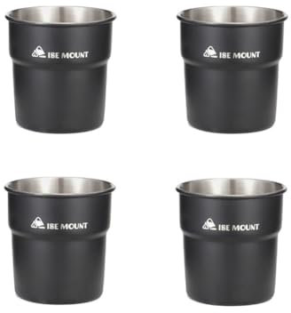 Starnearby Lot de 4 Gobelets en Acier Inoxydable 300 ml Tasse de Camping Inox, Gobelet Bière Empilable, Verre à Shot en Metal, Gobelet de Camping Incassable, Tasse à Café/Thé/Verres à Bière