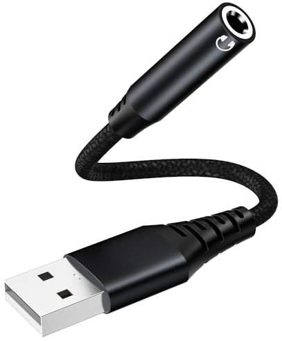 Paloxy USB to 3.5mm Jack Audio Adapter, External Sound Card with Advanced DAC Smart Chip, Wide Compatibility for Headsets, PC, Laptop, Mac, PS4, and More Devices