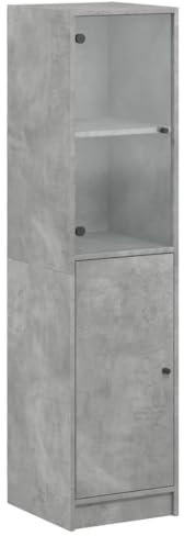 vidaXL Highboard, Beistellschrank mit Glastüren, Sideboard mit viel Stauraum, Schrank Kommode Hochschrank Wohnzimmer Schlafzimmer, Betongrau
